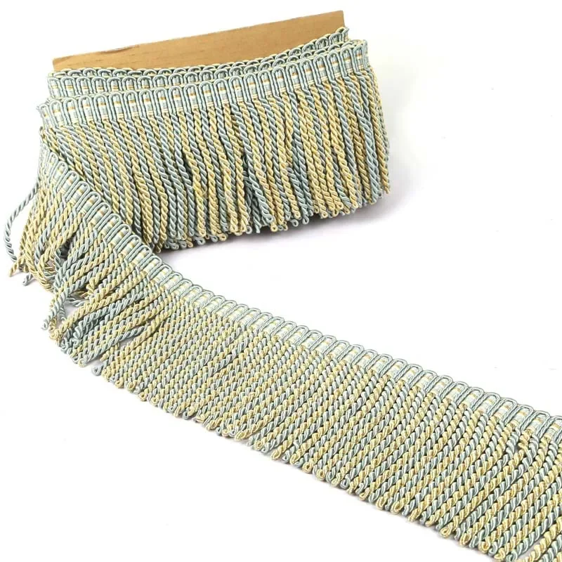 3m/Lot Width 7.5cm Braided Tassel Lace Trim Upholstery Curtain Lamp Trimmings Bag DIY Costume Gold Fringe Curtains Accessories