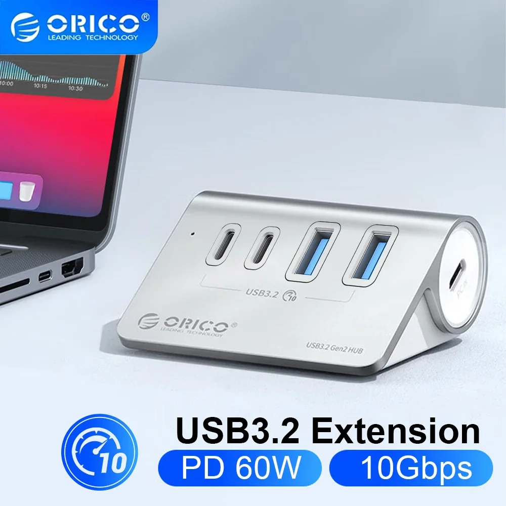 

ORICO USB-концентратор, 10 Гбит/с, USB-док-станция, разветвитель типа C с адаптером питания PD18W для MacBook, аксессуары для ПК, аксессуары для ноутбуков