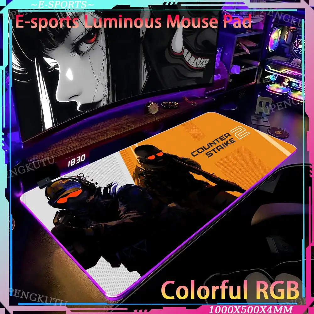Counter-Strike 2 Gaming keyboard pad Cute keyboard Computer desk accessories Pad RGB game mouse Rubber non-slip pad Luminous pad