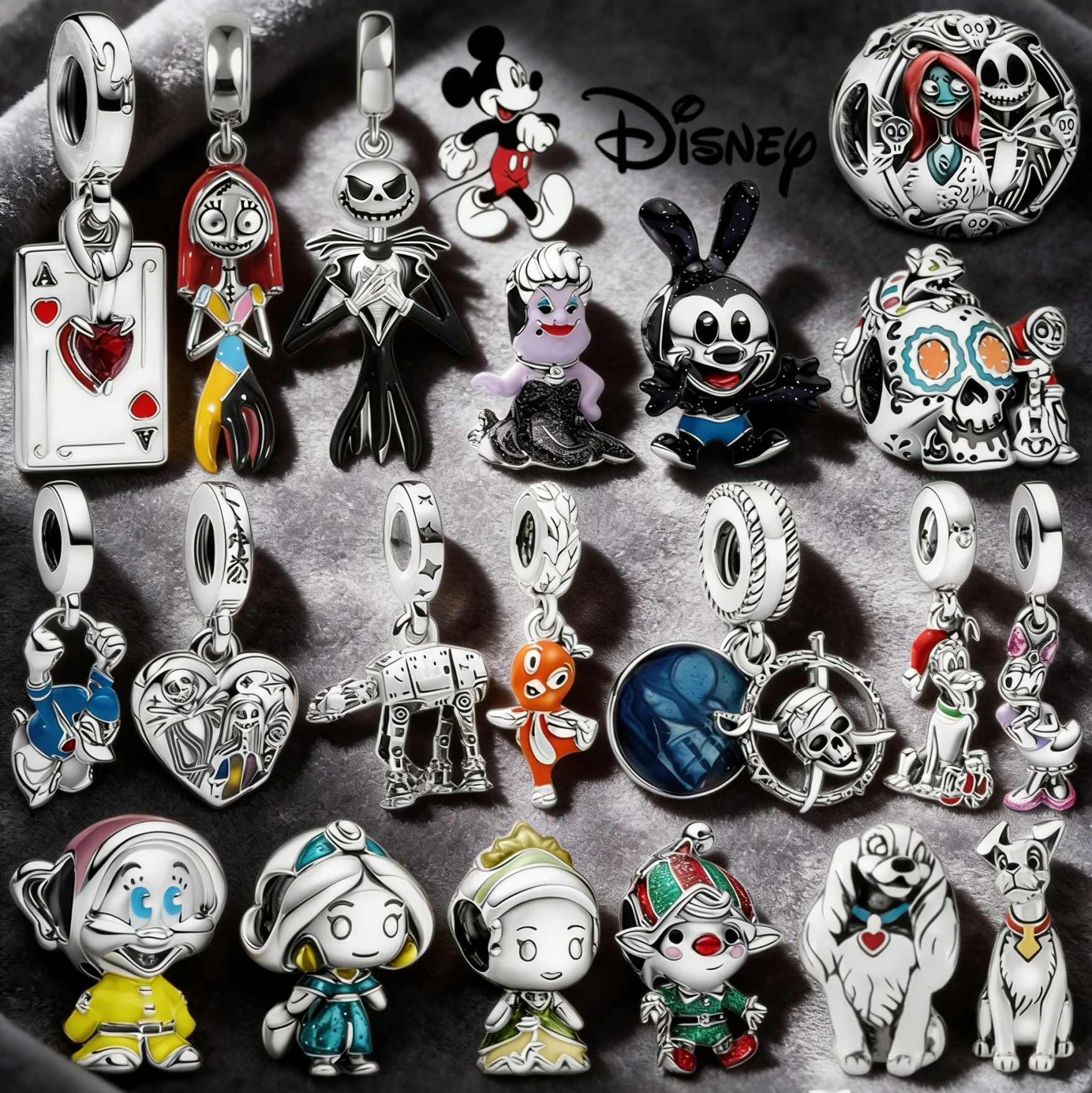 Nuevo Charm Colgante de Calavera de Jack y Sally de Pesadilla Antes de Navidad, Ideal para Pulseras Originales Europeas de Plata, Regalo de Joyería DIY