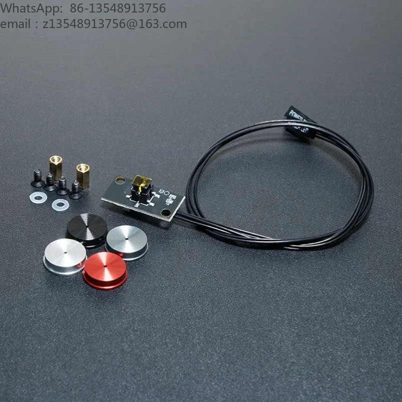 Black Cable 35cm Version1.5,14mm Momentary PC Power Start Switch, CD Pattern Self Reset Push Button for Computer Power Supply