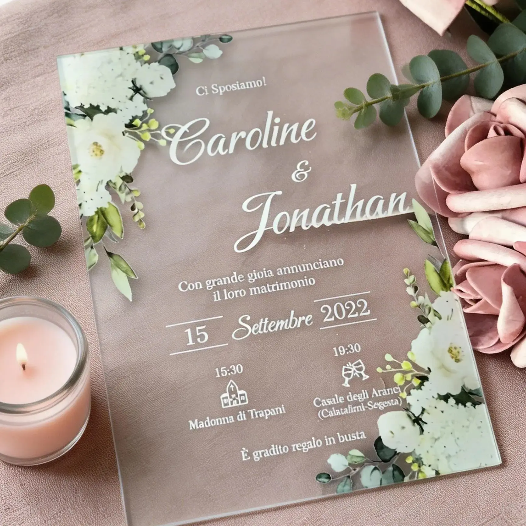 

10 шт. прозрачных акриловых свадебных приглашений на заказ, поздравительные открытки на день рождения с полупрозрачными конвертами, персонализированные сувениры