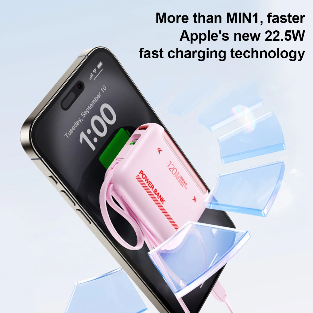 

Мини-Power Bank 120 Вт, 20000 мАч, высокая емкость, быстрая зарядка, портативное зарядное устройство, Powerbank для IPhone, Samsung, Huawei
