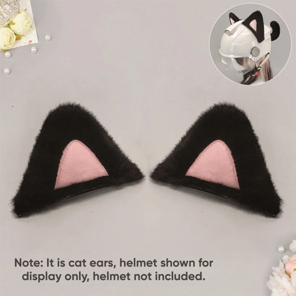 Soft Helmet Cat Ear Decoration Reusable Lightweight Helmet Accessory Removable Helmet Cat Tail Sticker Bicycle Helmet