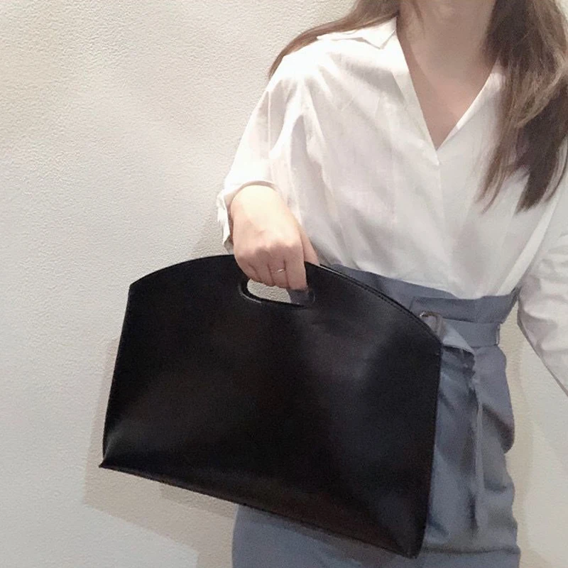 Women's Handbag New Large-capacity File Bag Fashionable Versatile Commuter Bag Leather Briefcase Envelope Clutch Bag view 3
