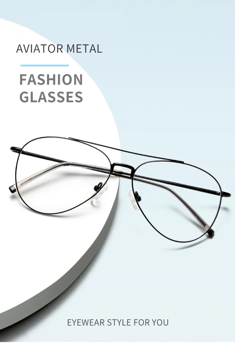 BEMORE Pilot Anti-Blue Light Myopia Eyeglasses Be Customizable Prescription High Quality Metal Men's Reading Glasses