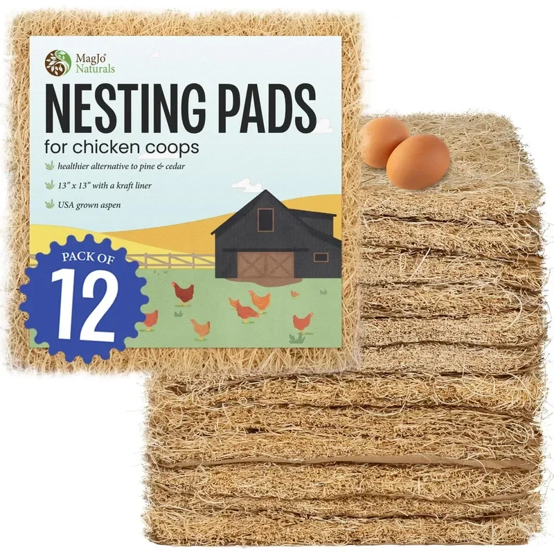 Aspen Nesting Pads for Chicken Coops USA Grown Aspen Excelsior Nest Box Liners 13x13 12 Pack