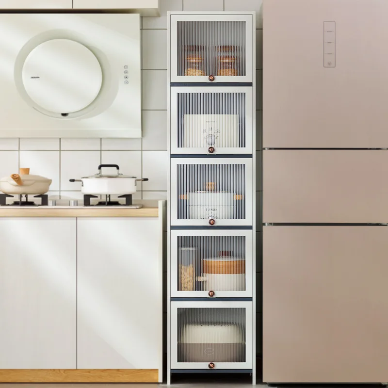 Crack cabinet with door Crack storage cabinet Household snacks Living room Multi-layer storage cabinet Kitchen narrow gap shelf