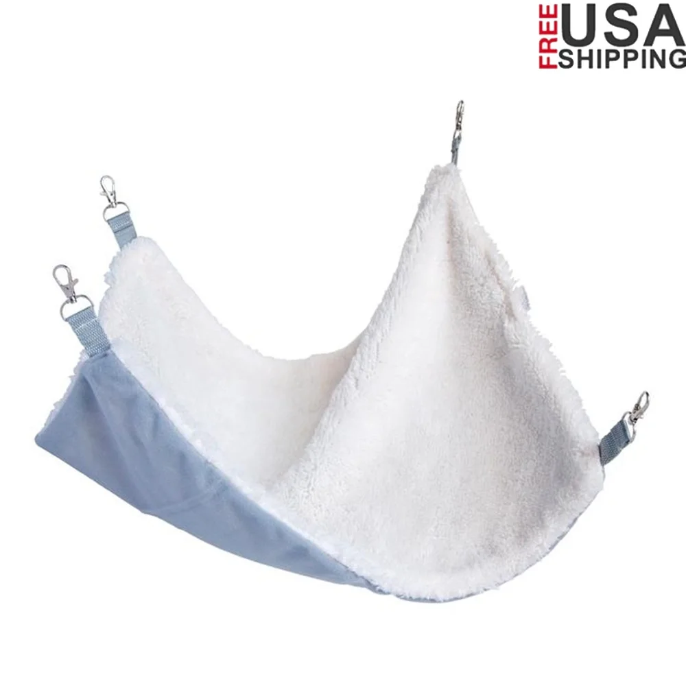 Hamaca acogedora para gatos, forro polar de felpa, suave, lavable, cama para mascotas con múltiples configuraciones, con clips metálicos, gatos y jaulas de interior