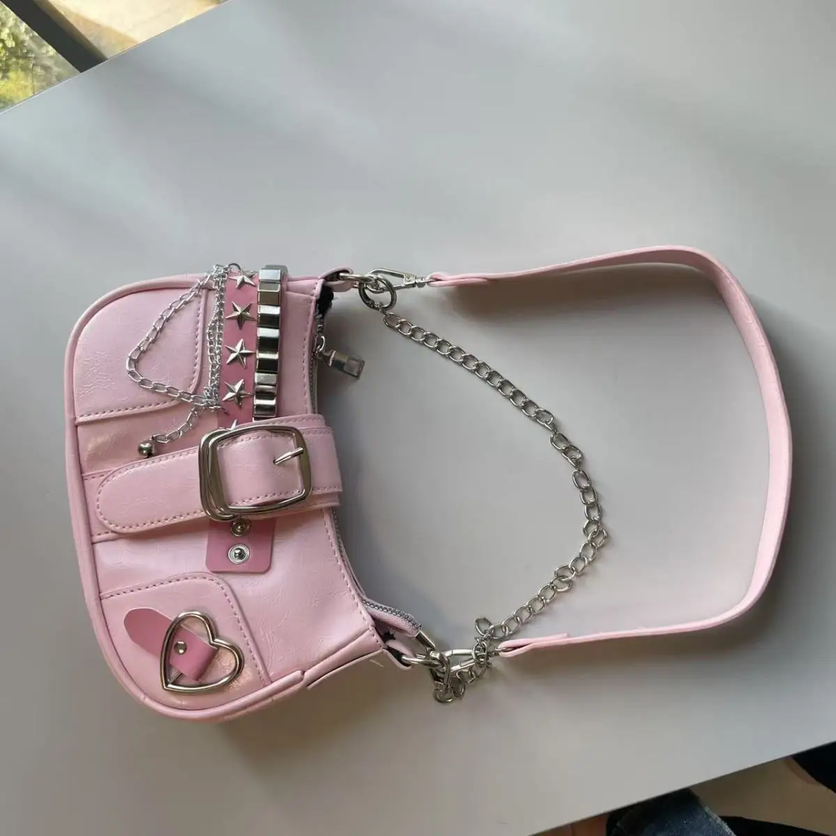 موضة الساخن بنات ساحة حقائب كتف ريترو برشام ستار المرأة حقيبة تحت الإبط الحلو بولي Leather جلد الإناث حقائب يد بسلاسل محفظة الوردي