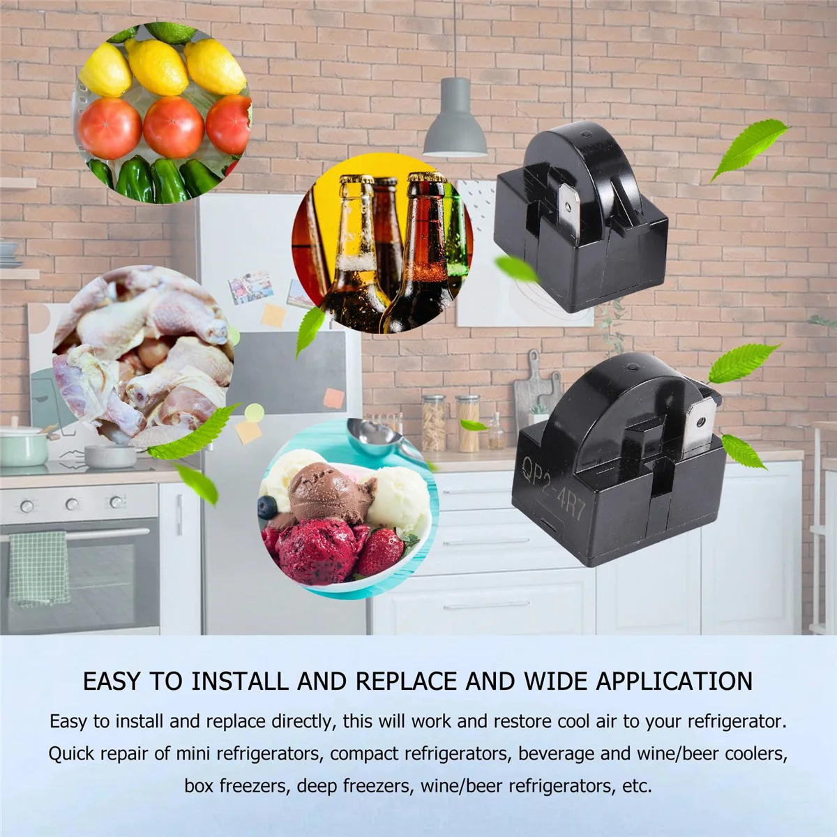 1 Pin QP2-4.7 PTC Starter Relay,1 Pin Refrigerator Starter Relay and 6750C-0005P Refrigerator Overload Protector