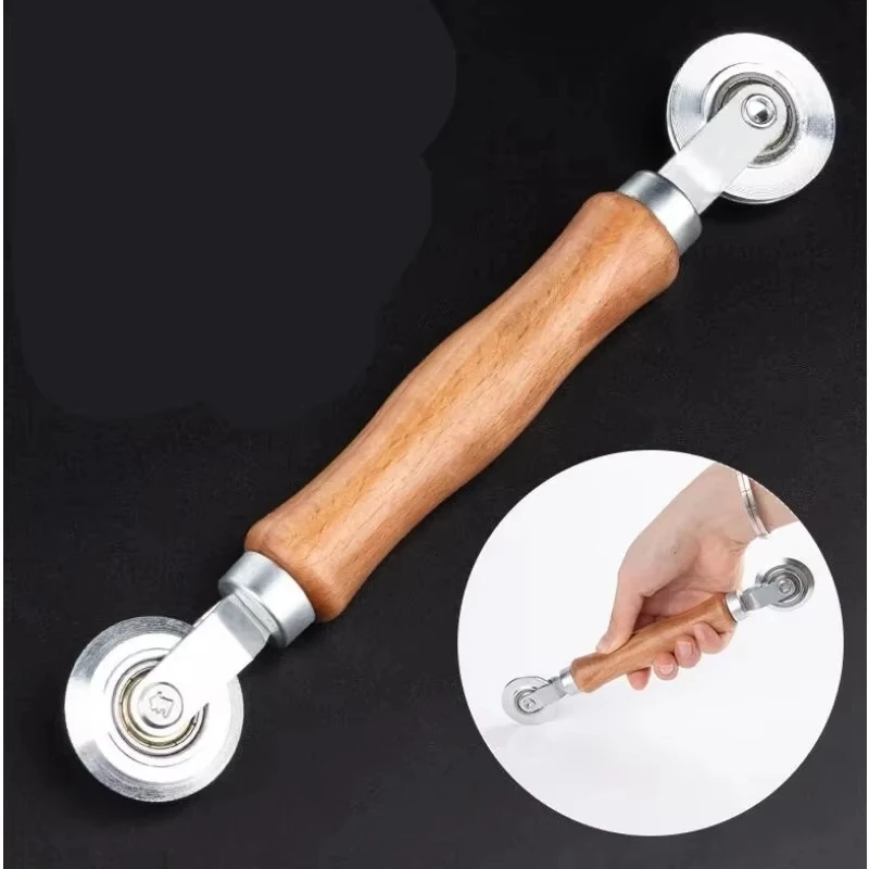 Wooden Handle and Steel Wheels Rolling Tool for Double Window Installation Hand Spline Roller Household Durable Screen Door
