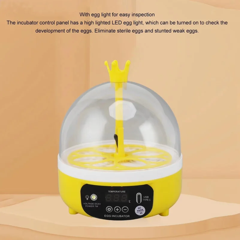 Mini home egg incubator Automatic temperature and humidity control 4 eggs Candler poultry incubator