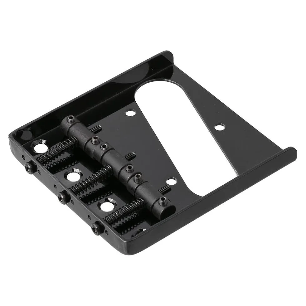 3 Saddle Ashtray Bridge Tailpiece for Tele Electric Guitar (Black)