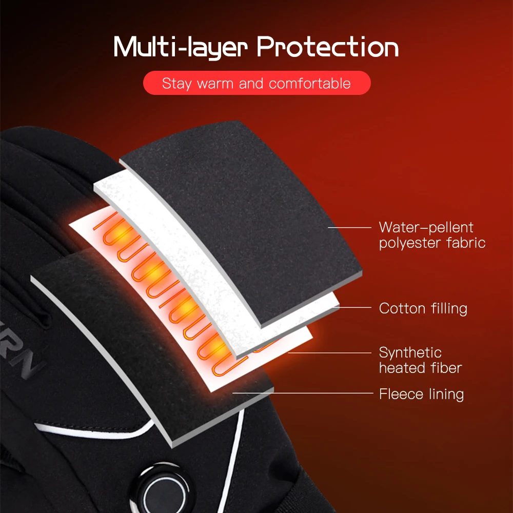 التزلج قفازات ساخنة دراجة نارية الشتاء موتو قفازات التدفئة الدافئة مقاوم للماء قابلة للشحن التدفئة الحرارية قفازات للثلج #4