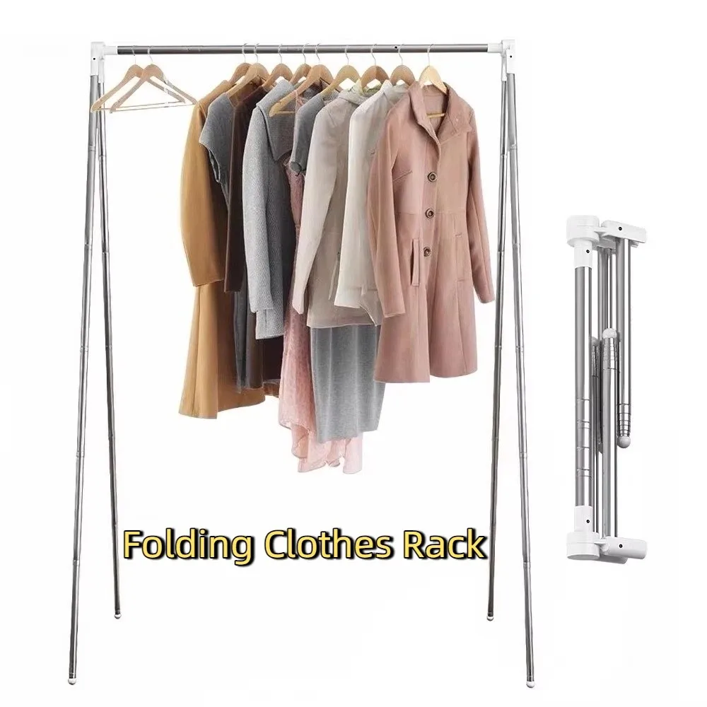 Stainless Steel Travel Garment Rack Space Saving with Non Slip Feet Laundry Drying Rack Compact Adjustable Angle