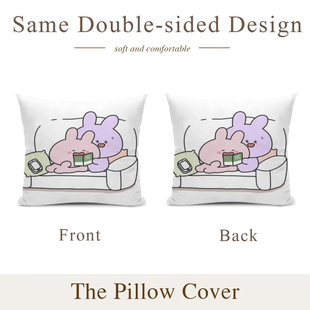 Asamimichaan Cute Asamimi Pillow Case SoftCushion Cover For Home Decor Easy To Clean