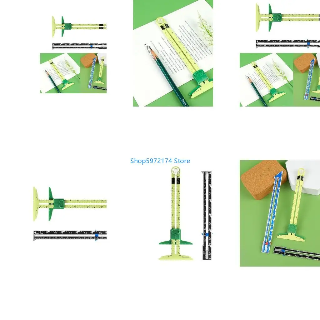 Y3NB 2Pcs T-Shaped Sliding Gauge Measuring Sewing Tool 5-in-1 Sliding Gauge Measuring Sewing Ruler Tool Fabric Quilting Ruler