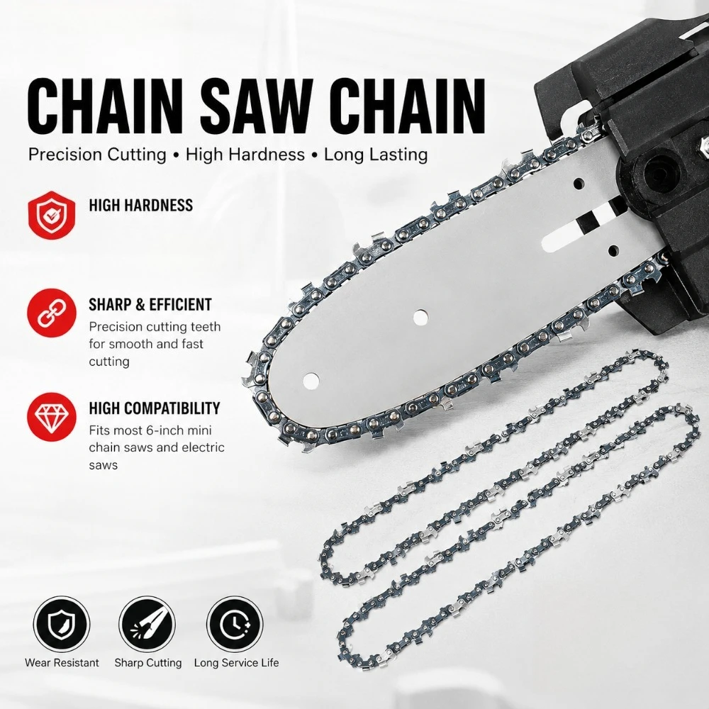 

6 Inch Chainsaw Chain 1/4" Pitch 37 Drive Link Sturdy Tool Accessory for Rechargeable Electric Saw Wood Cutting Maintenance