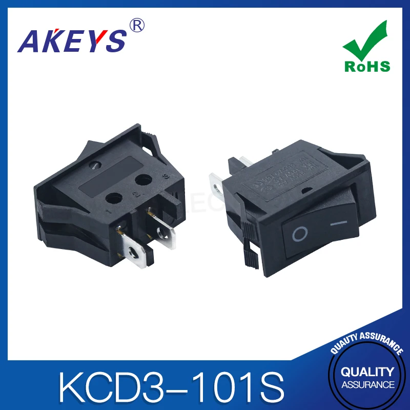 5pcs KCD3-101S Ship Type Switch 2-pin 2-gear black rocker switch double button frying pan power start switch