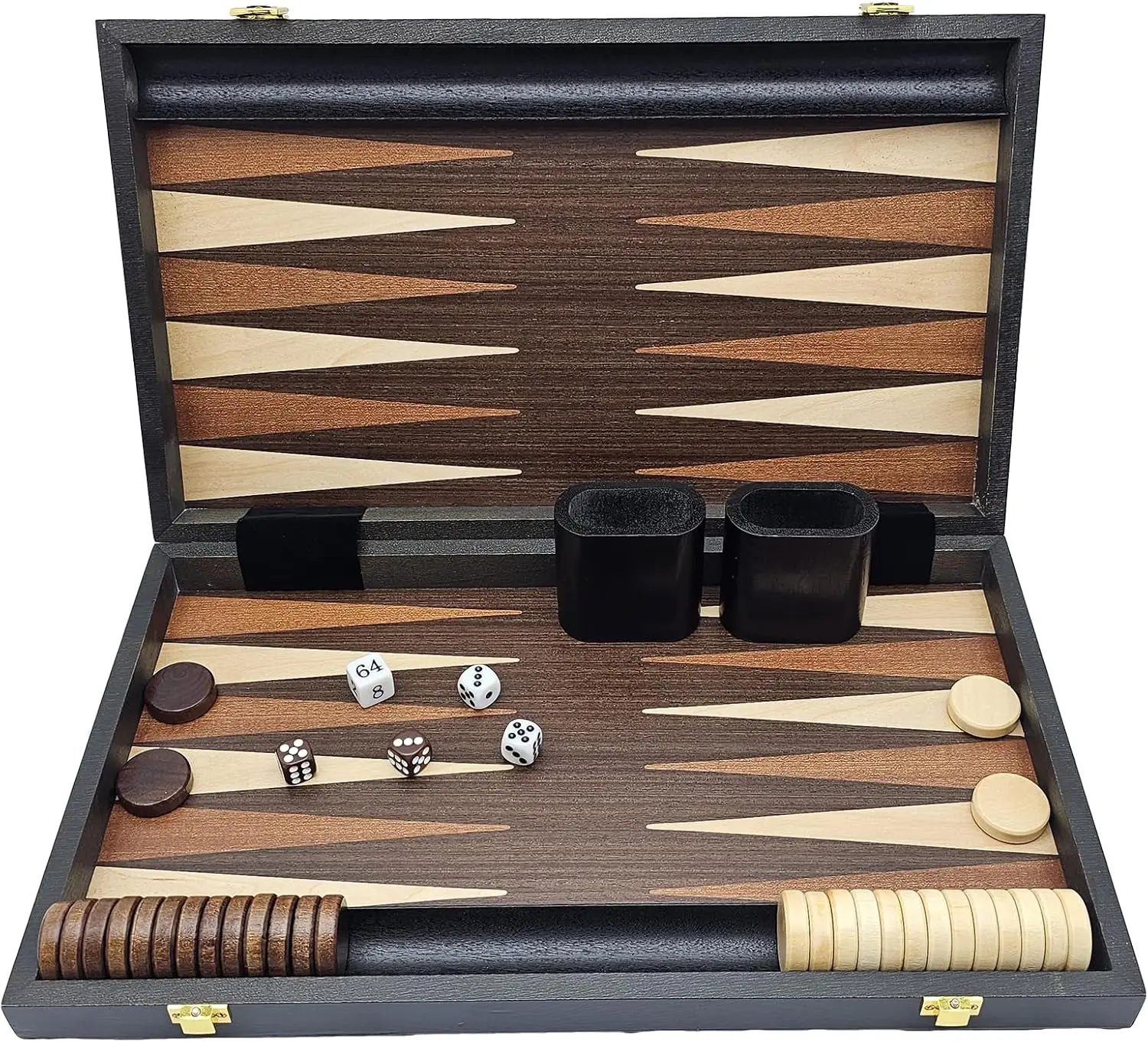 

15-inch Folding Backgammon Set, Portable Travel Board Game for Adults & Kids