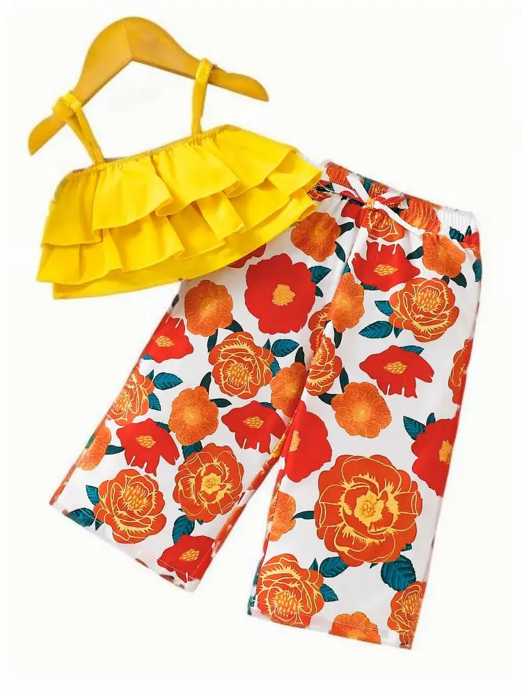 

Новинка, осенний комплект из двух предметов для девочек, милые прямые брюки на подтяжках с регулируемыми и повседневными цветами для повседневной носки