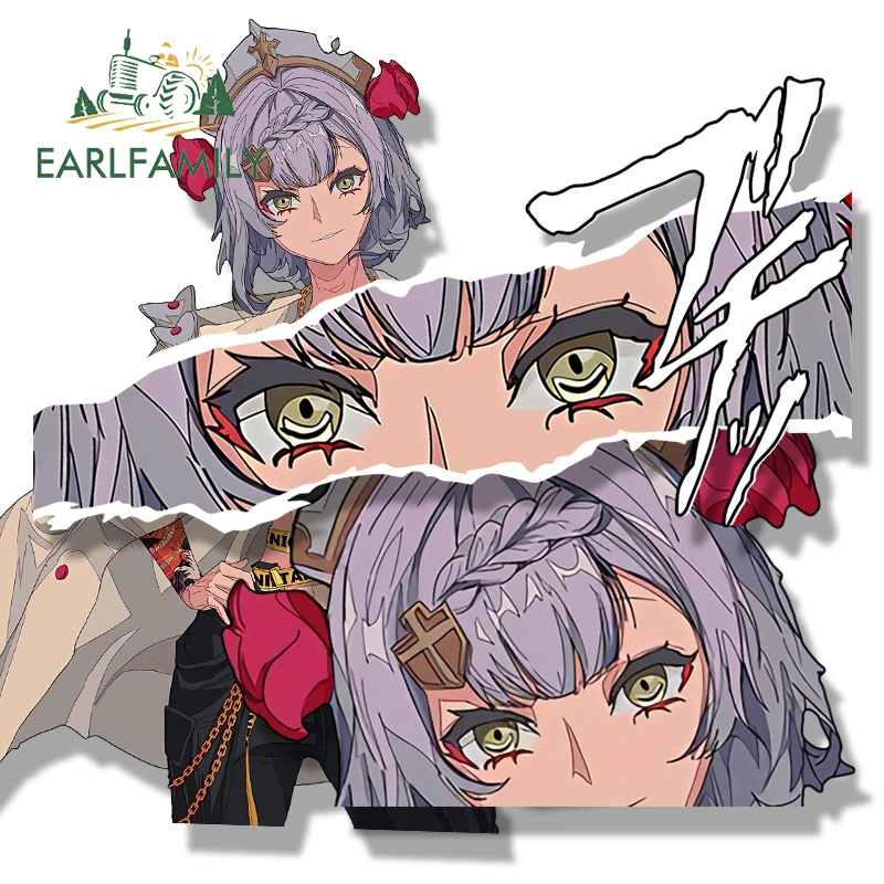 EARLFAMILY Genshin Impact Noelle Fanart Car Sticker Cartoon Sketch Waifu Decal Peek Girl Window Helmet Motorcycle Stickers