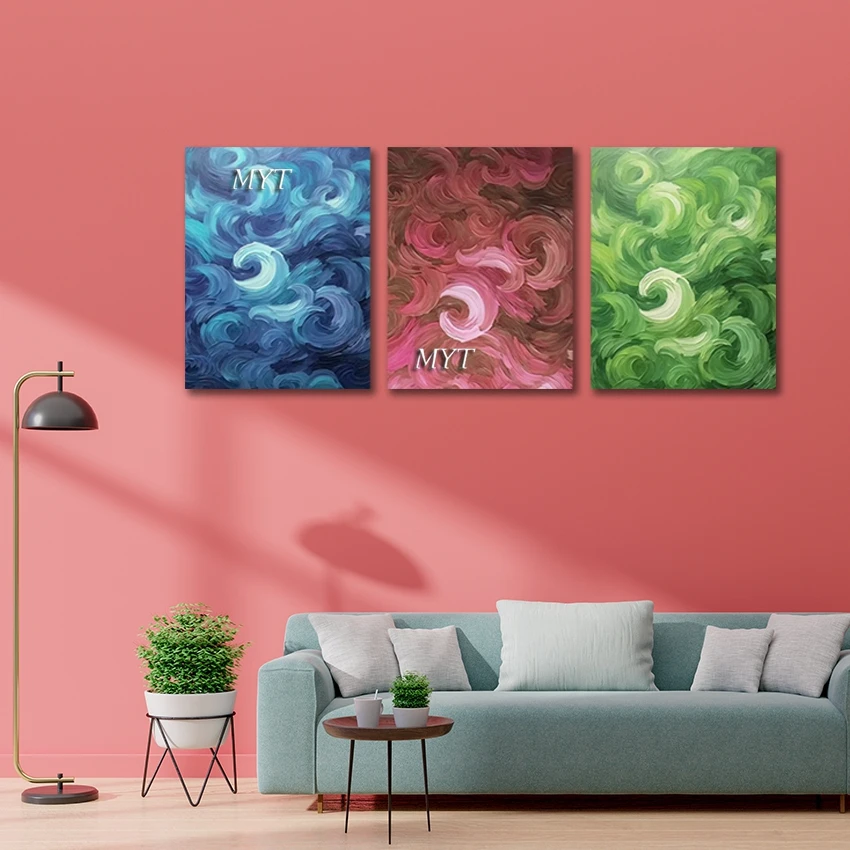 

Абстрактные картины на холсте, безрамные, акриловые произведения искусства ручной работы, 3 шт., хит продаж, современное украшение для спальни, холст, картина