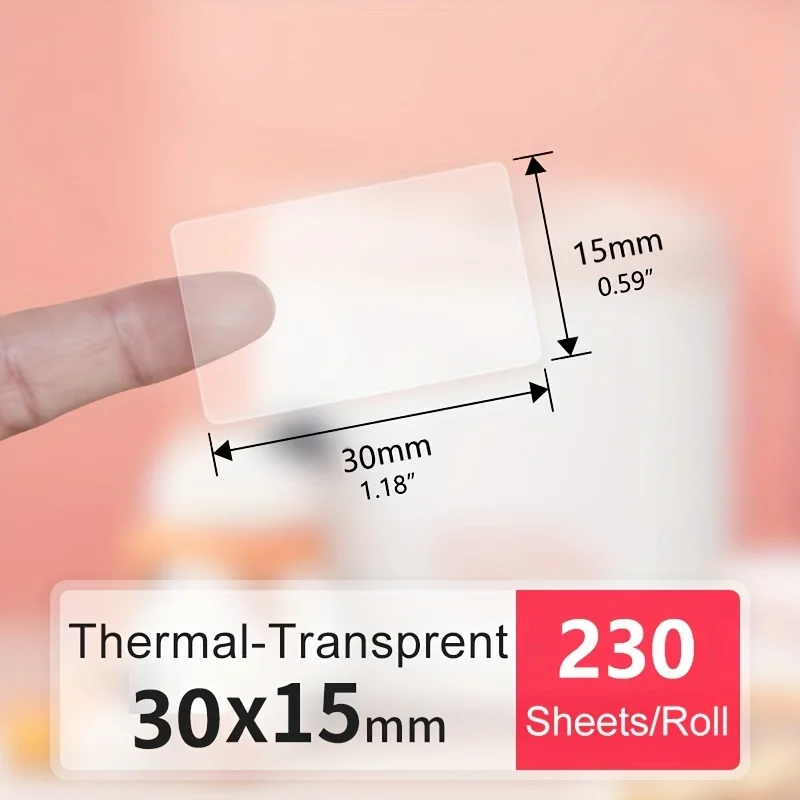 Transparent P15 Label Paper Sticker 15*30mm Label Printing Paper Thermal Sticker Printer Compatible Phomemo D30 Q30 P11/P12/P15 view 4