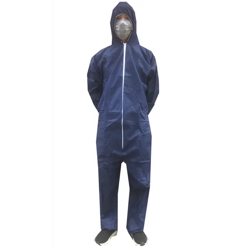 Disposable Non-woven Fabric Protective Breathable Dustproof AntiFouling Safety Clothing Sparying Painting Overall Suit Dark Blue