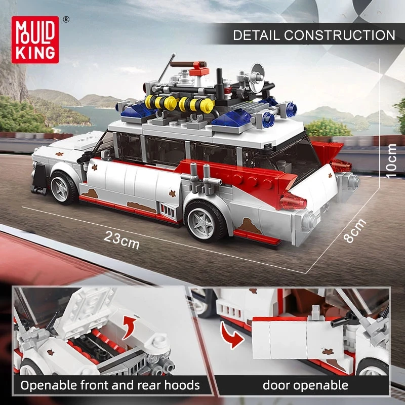 MOULD KING 27020 Technical Car Toys The Mini Ghost Bustered ECTO-1 Car Model Assembly Building Block Brick Kids Christmas Gifts