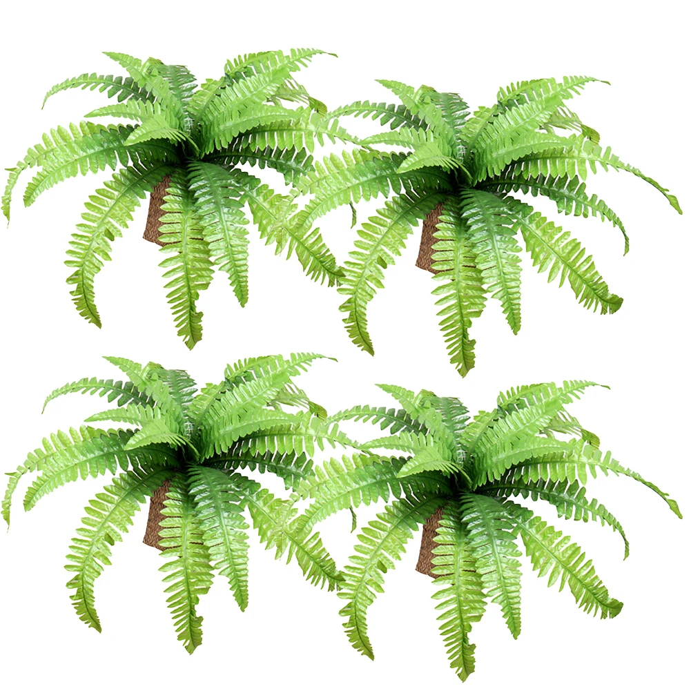 Boston Fern Artificial Plants Bushes Artificial Shrubs Greenery Plastic Outdoor UV Garden Resistant Plants Ferns