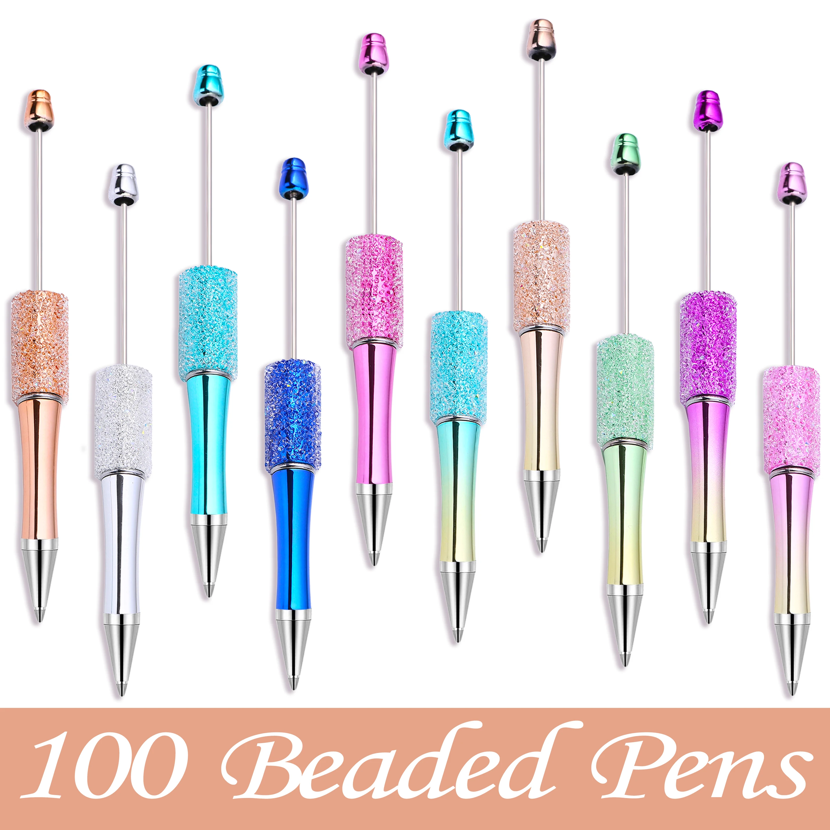 100PCS  Full Star Beaded Pen Creative DIY Handmade Sticker Set Diamond Beaded Ballpoint Pens wholesalers