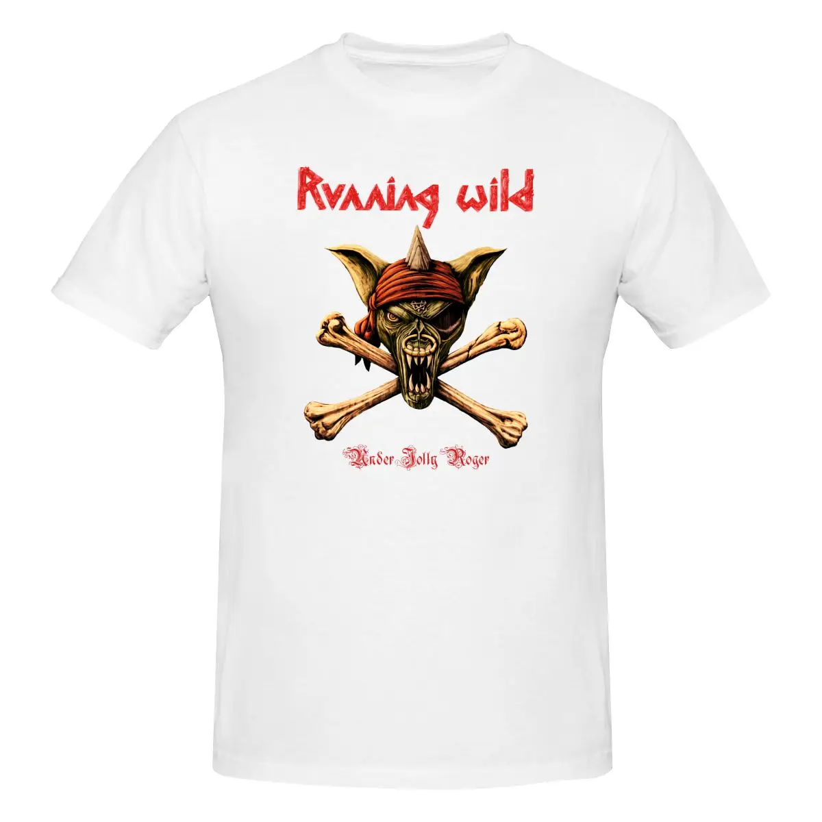 Running Wild Under Jolly Roger Crossbones Band Logo Shirt T-shirt Tee Cute Streetwear