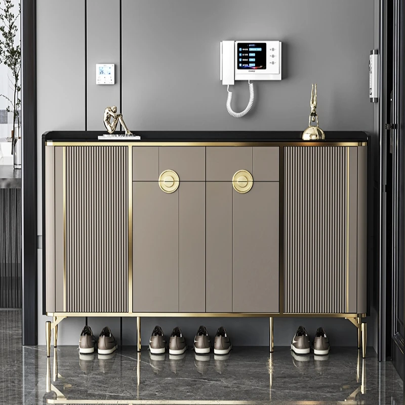 

Italian style light luxury shoe cabinet Household entrance cabinet New popular rock slab countertop szafka na buty