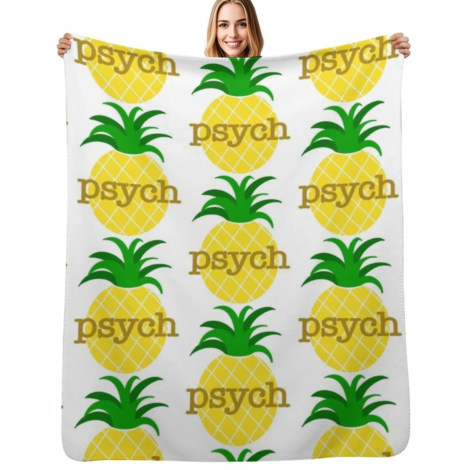Psych Pineapple Throw Blanket Soft Sherpa Fleece Warm Blanket for Winter