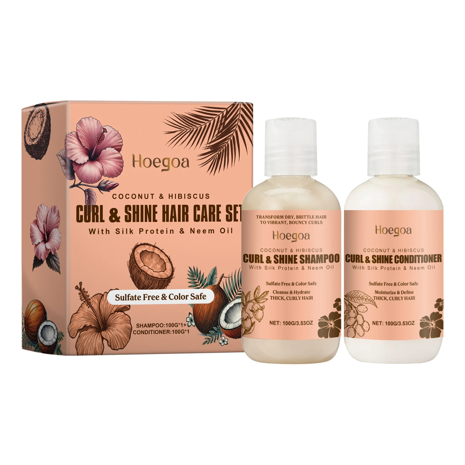 

Hoegoa Coconut Moisturizing Shampoo Set Clean And Moisturizing Hair Care Curls Elastic Shape Volumizing Shampoo