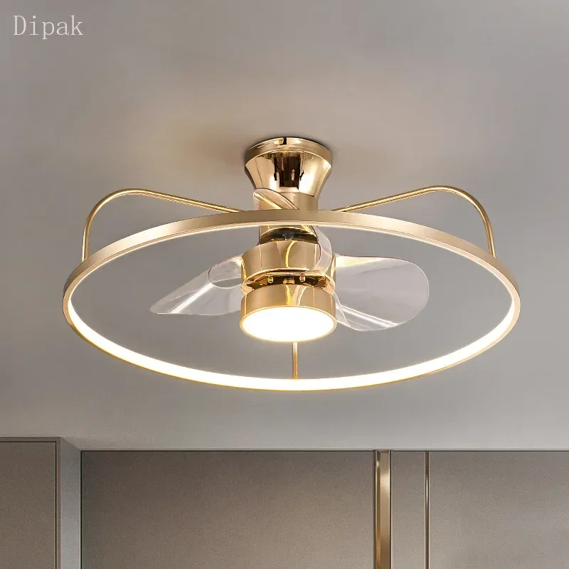 

Luxurious and Simple Golden Sands LED Bedroom Fan Light Dining Hall Living Room Office Hotel Tri color Light