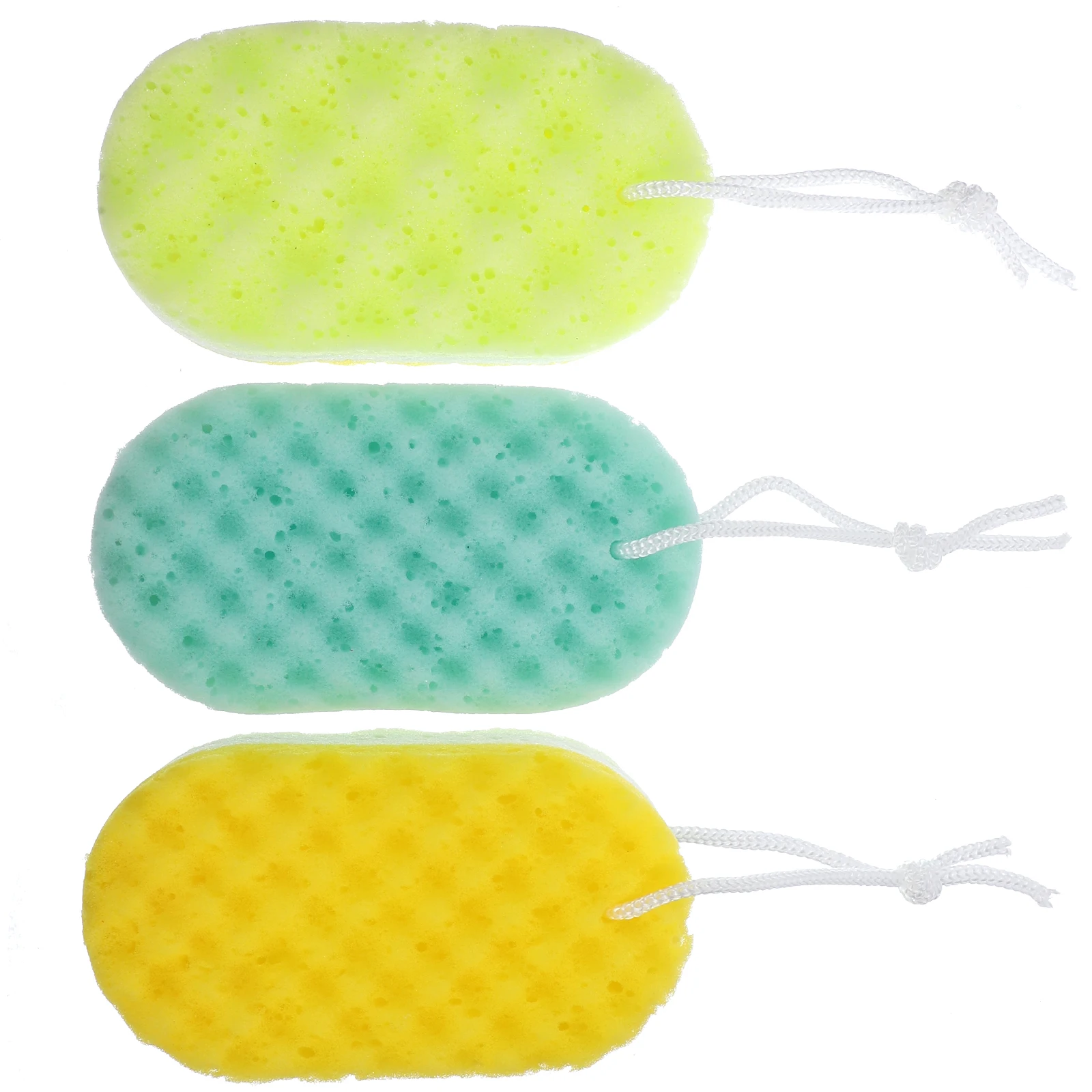 3pcs Bathing Sponge Comfortable Durable Exfoliating Shower Scrubbers For Body Clean Moisture Absorbing With Hanging Rope Bathing