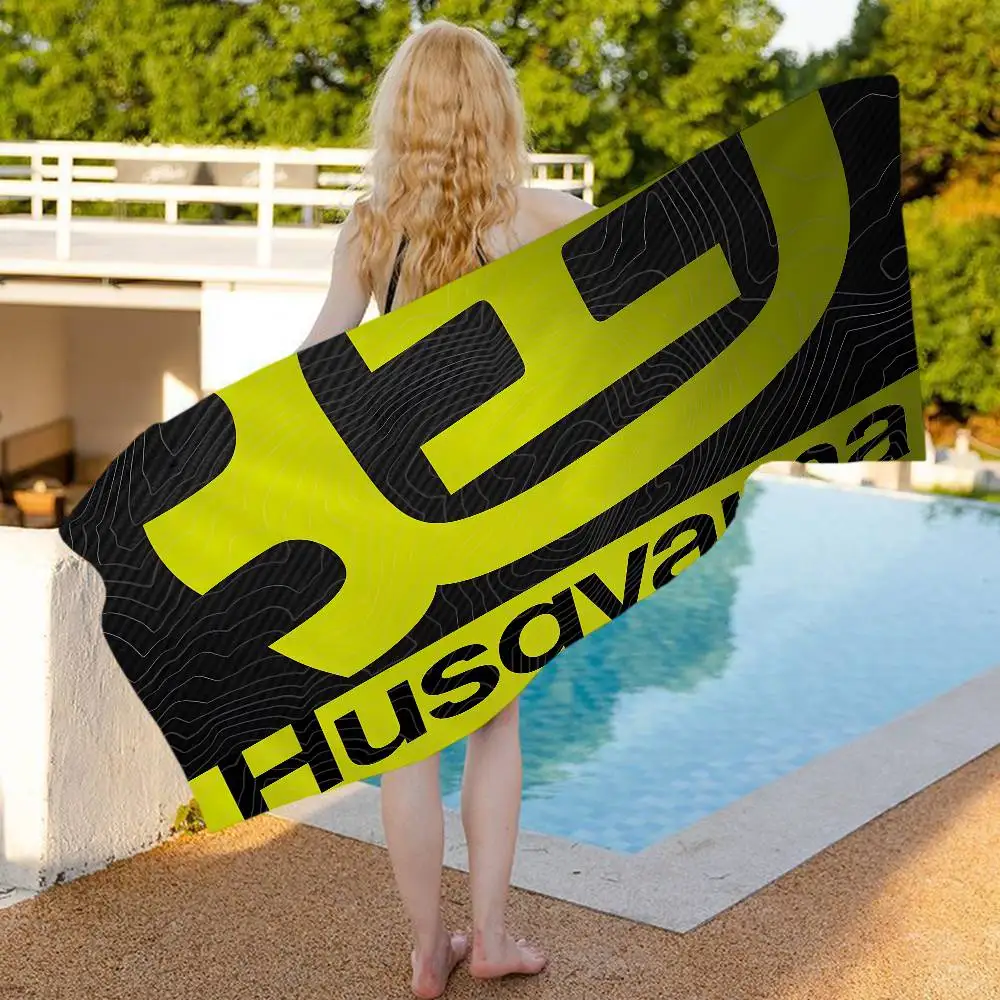 H-HusqvarnaS Logo Beach Towel Colorful Bath Towels For Girl Microfiber Quick Dry Custom Sand Free Beach Yoga Spa Gym Pool