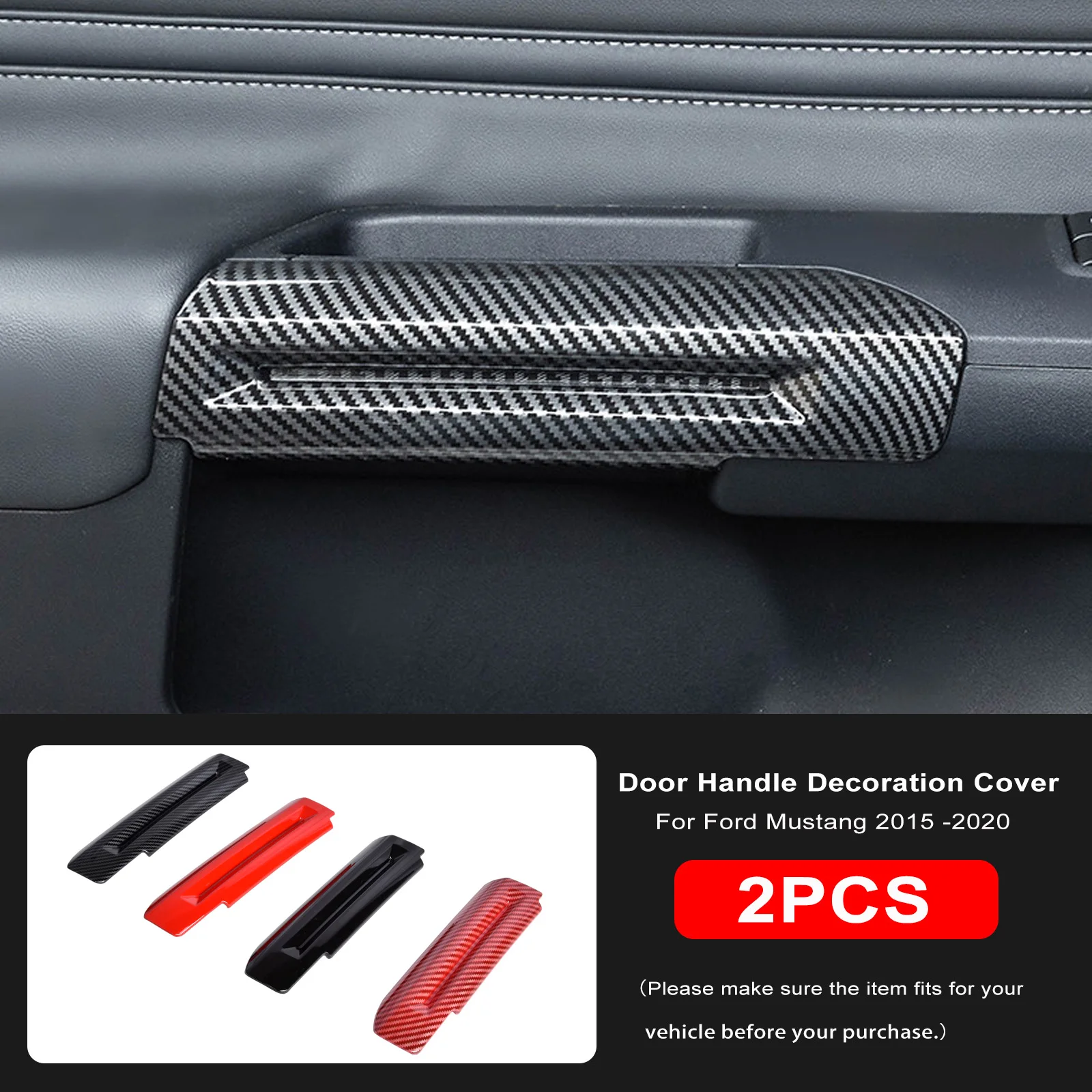 

ABS Carbon Fiber Gate Door Handle Decoration Cover Trim for Ford Mustang 2015 2016 2017 2018 2019 2020 Car Interior Accessories