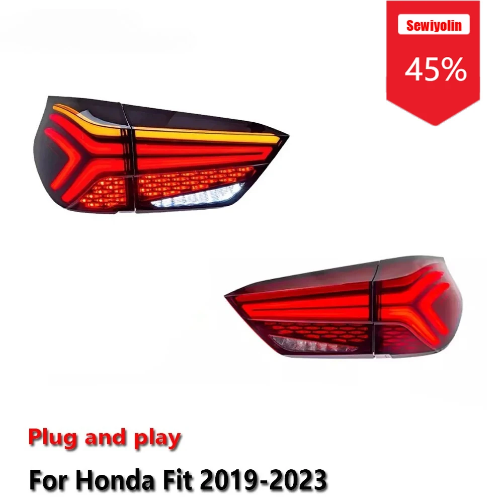 

Sewiyolin автомобильные светодиодные задние фонари в сборе для HONDA Fit 2019-2023 авто противотуманные DRL тормозные указатели поворота Plug and Play
