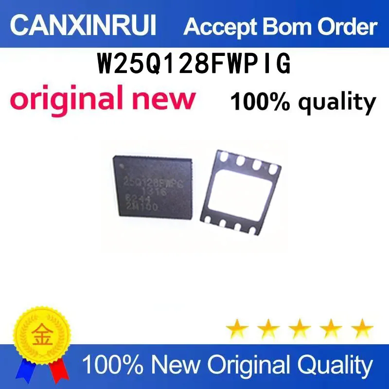 

(5-100 pieces]New W25Q128FPIWIG W25Q128 Package WSON8 128MbNOR Flash Memory Chip IC