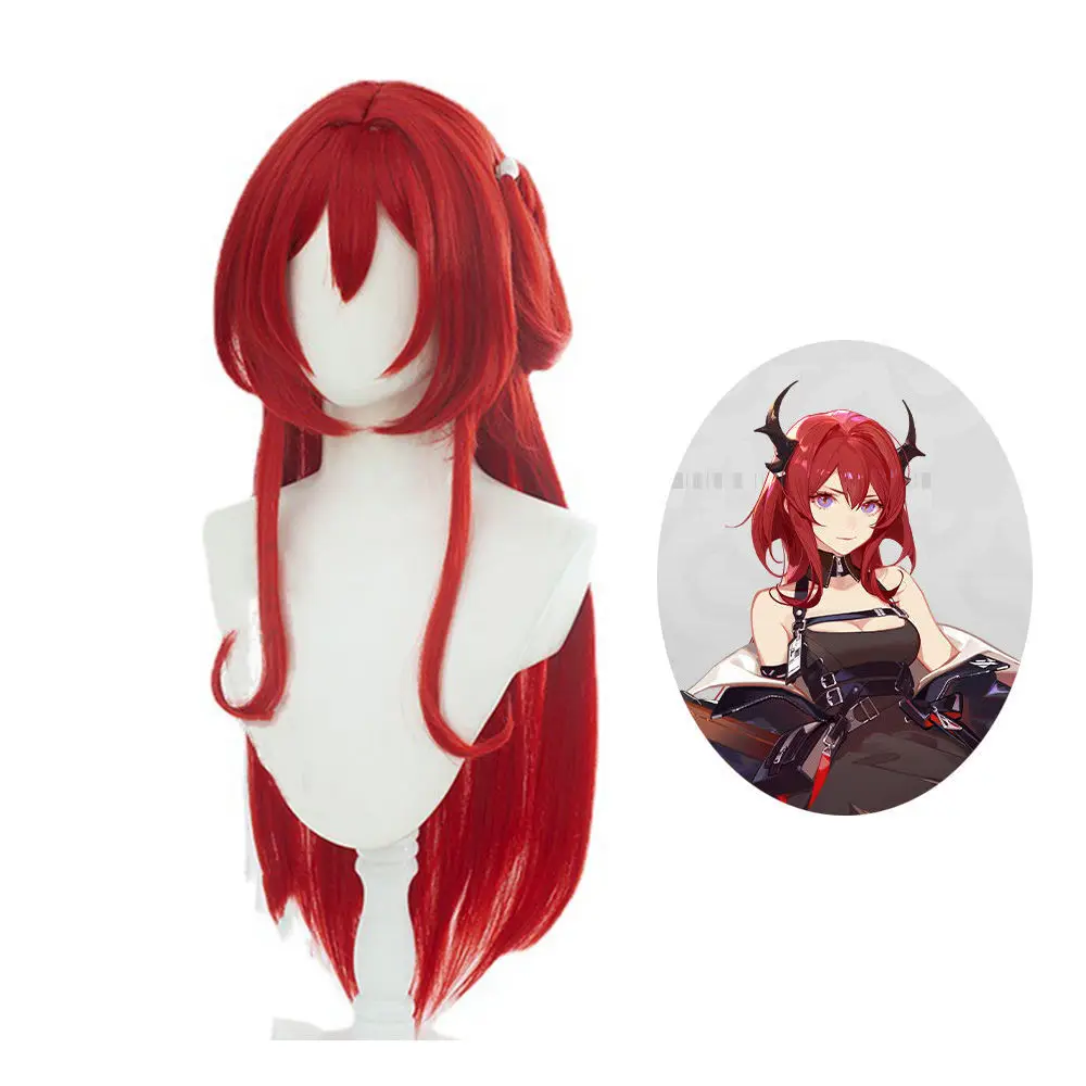 Arknights Shirtel Cosplay Wig Custom Dark Red Style False Hair