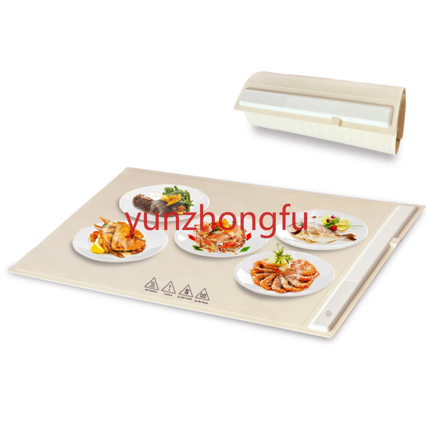 Portable household foldable constant temperature heating electric silica gel food insulation tray