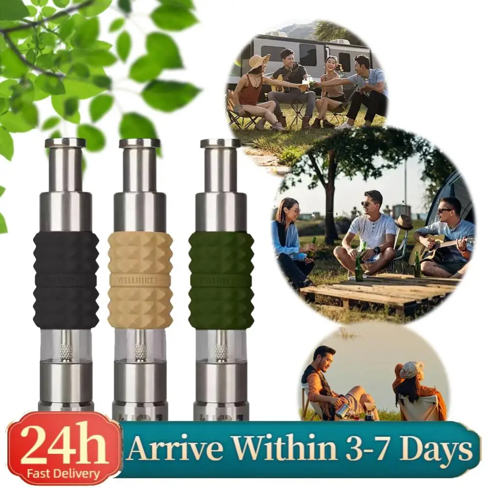 Daumenbetätigte Pfeffermühle aus Edelstahl, Tragbare Salzmühle mit Einhandbedienung, Daumen-Druckmühle für Outdoor-Grillen