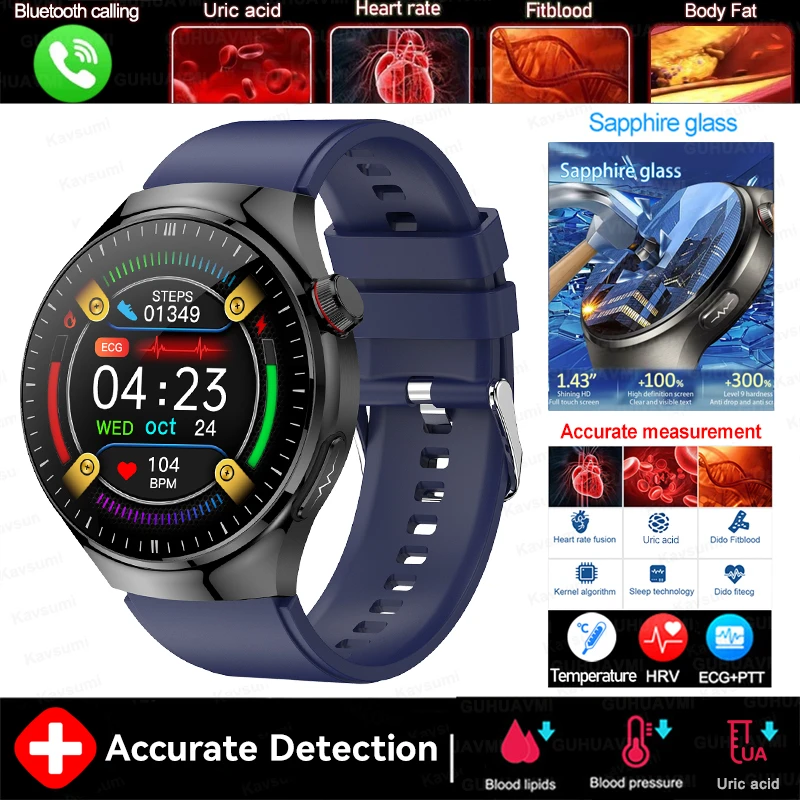 2025 New For XIAOMI Accurate Blood Lipid Uric Acid Smart Watch Men Women ECG+PPG Blood pressure Bluetooth call Health Smartwatch