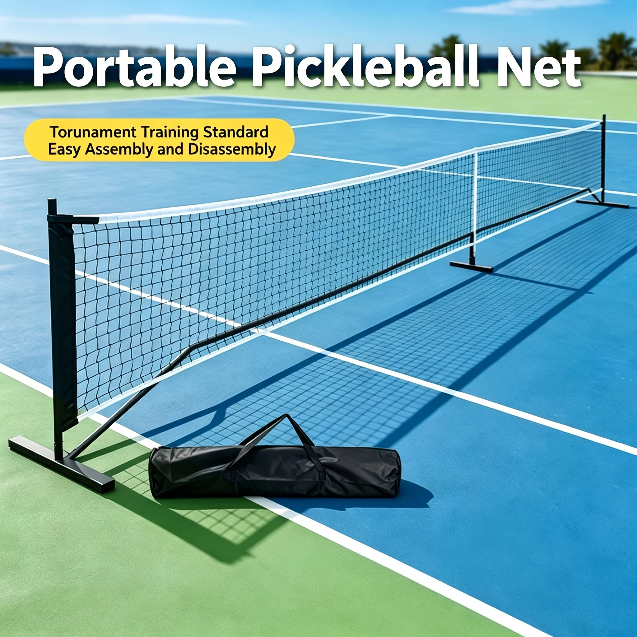 Portable Pickleball Net System 6.7m Standard Competition Size with Polyester Net And Storage Bag for Outdoor Training