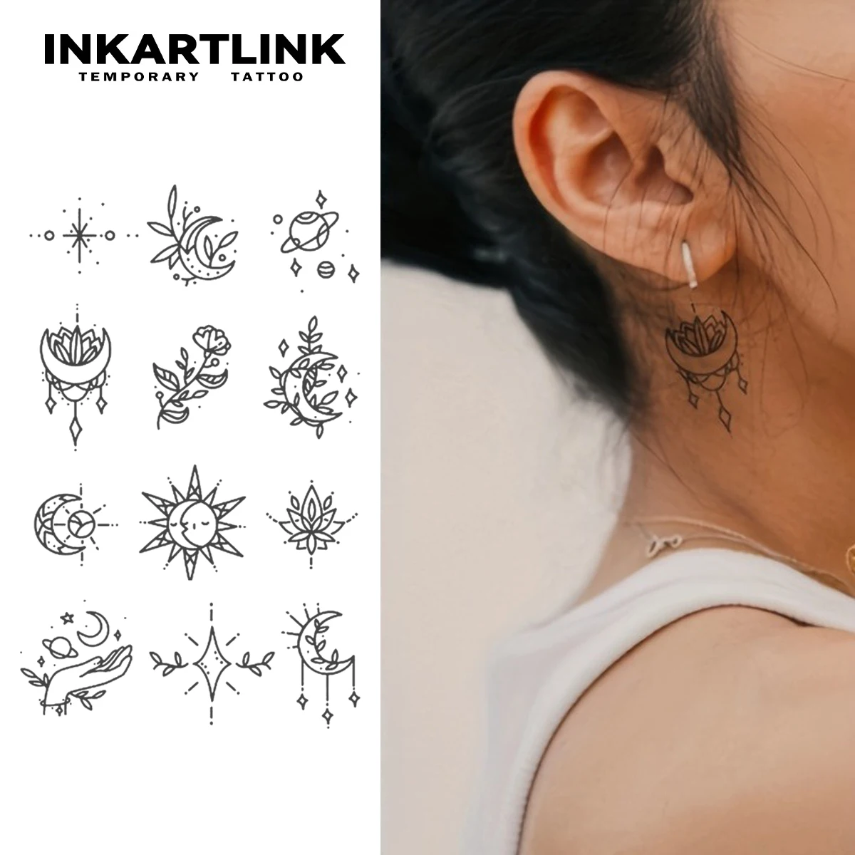 Henna Finger Tattoo (9) Temporary Tattoo,Lasts To 15 Days New Technology Magic Waterproof Semi Permanent Sticker.