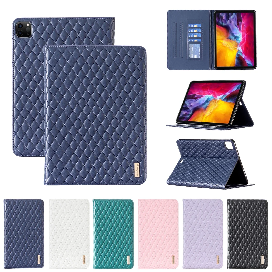 Leather Wallet Case for Ipad 10.2 9th Gen Air1 2 9.7 Pro 11 2021 Stand Cards Solt Mini 3 4 5 6 Checked Stripe Tablet Cover Funda